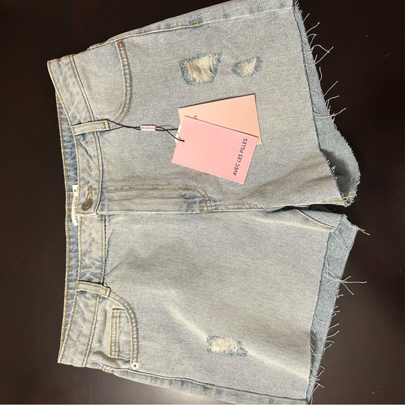 Avec Les Filles Long Denim Shorts (30) - Picture 1 of 4